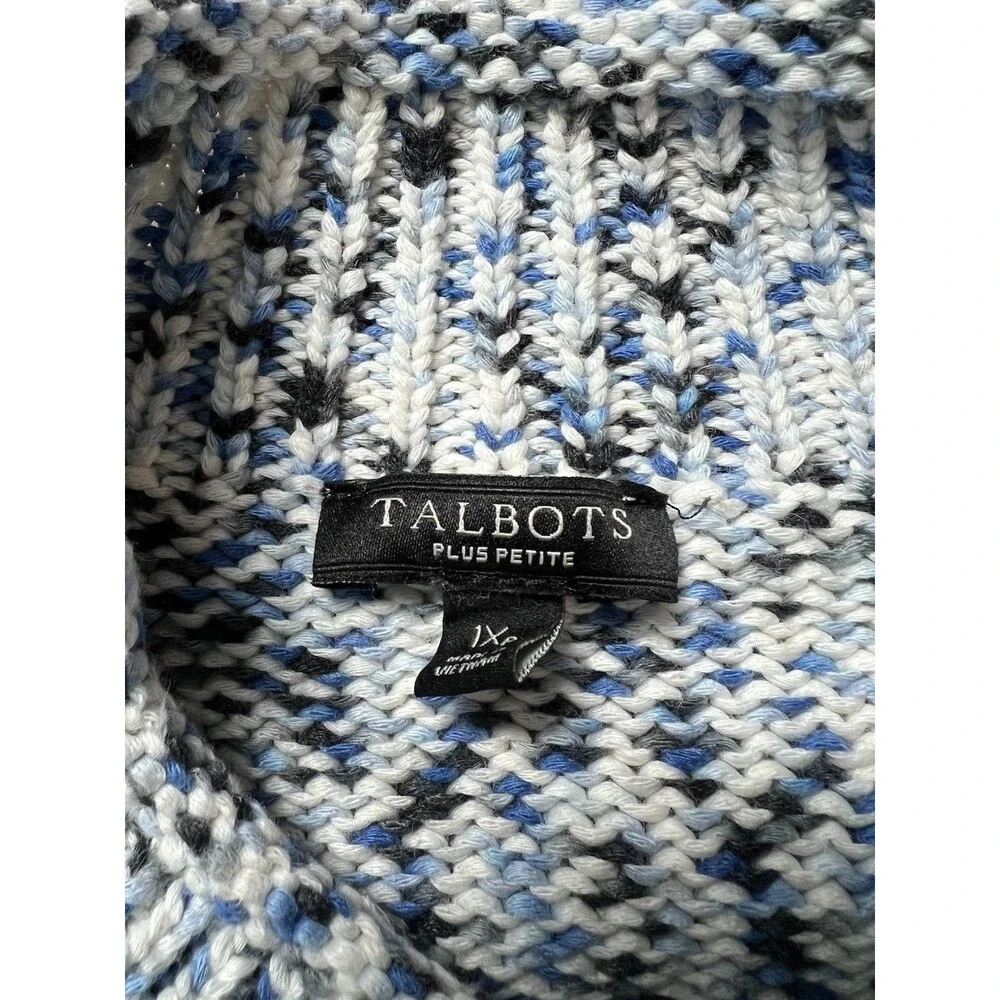 Talbots Sweater XL Petite Roll Mock Neck Pullover Knit Plus Cotton Blend Coastal - Picture 2 of 9